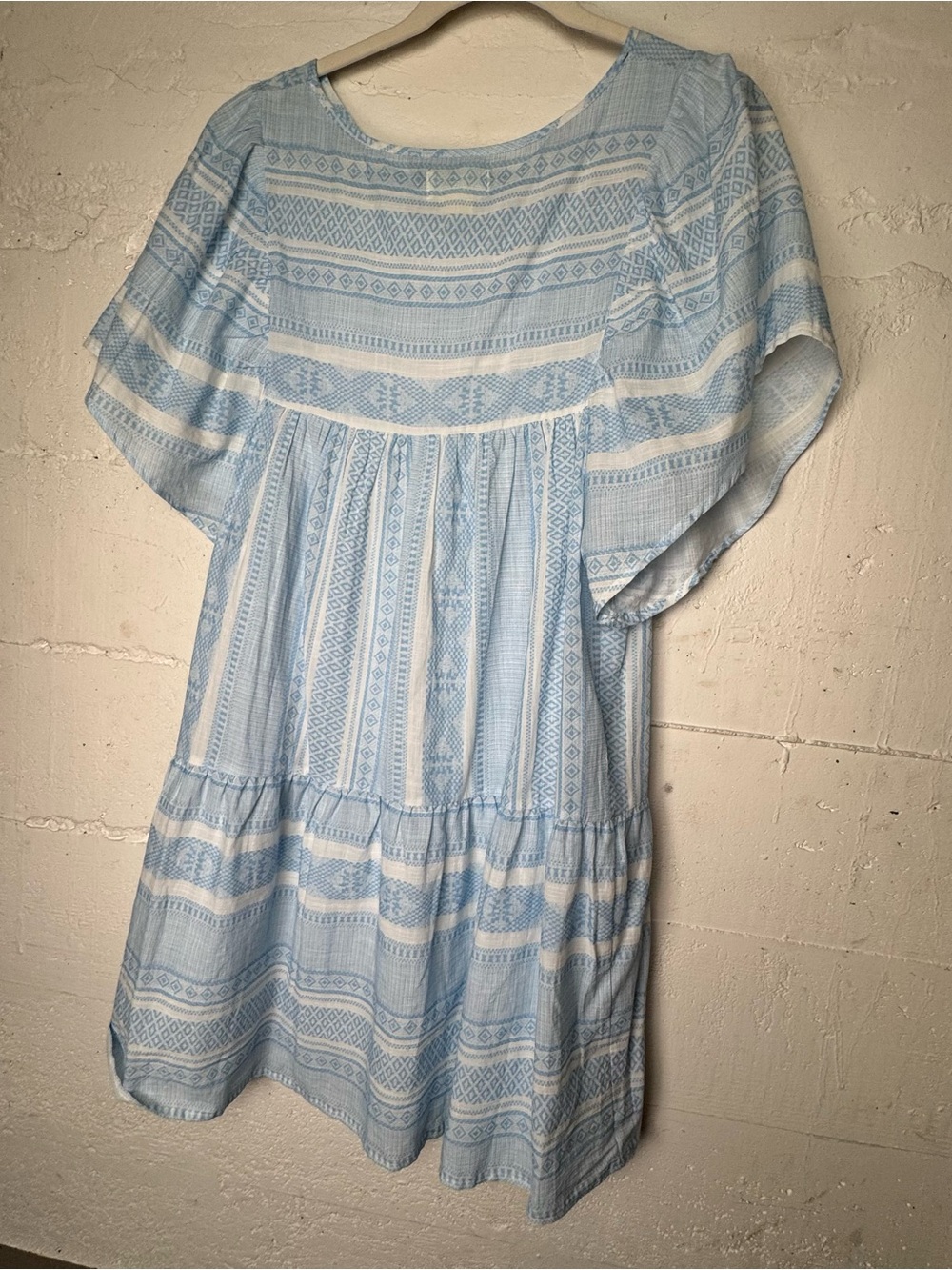Anthro Maeve Vintage Denim lightweight Blue Striped 100% Cotton Summer Dress M - Picture 8 of 10
